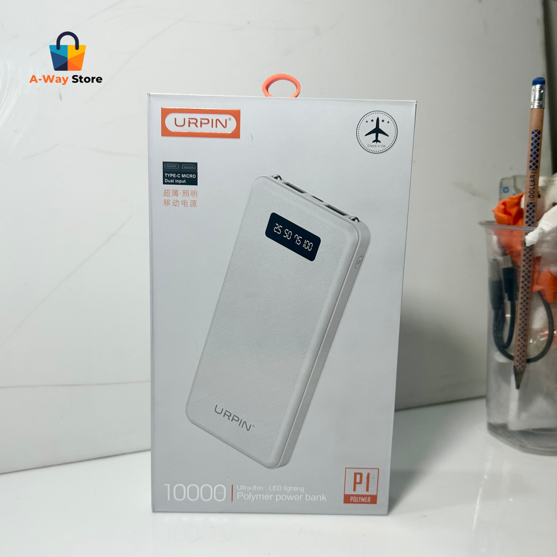 🔋 Urpin Power Bank P-1 | 10000mAh – Sleek Power in Black